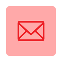 Icon of an envelope on a red background, representing email or messaging