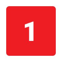 Red square with the white number 1 in the center