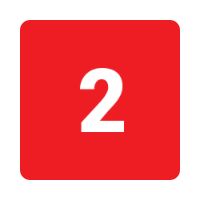Red square with a white number 2 in the center.