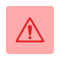 Warning icon with red exclamation mark inside a triangle on a red background