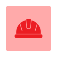Red warning light with a hard hat icon inside