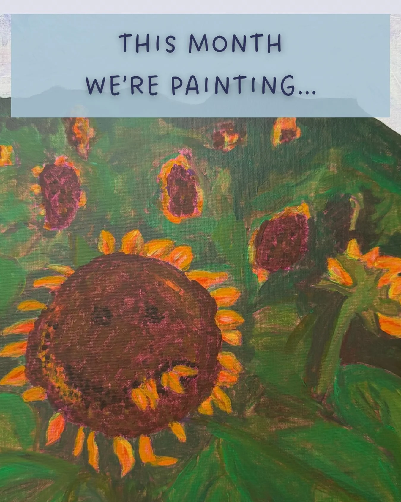 This month we&rsquo;re painting SUNFLOWERS 🌻

My Sunflowers Sip &amp; Paint at Elle &amp; Fee, Ashford is already 10/16 booked, so only a few spaces left!

And I&rsquo;m bringing this one to two more locations in September:

The Retreat, Laleham: Th