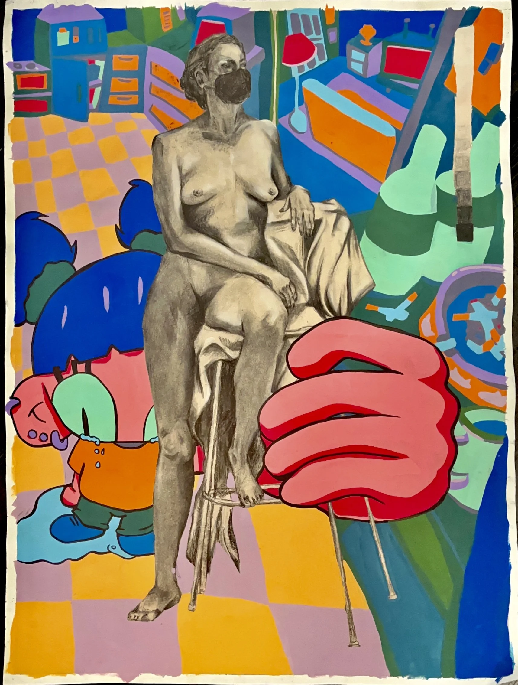 Figure study- Acrylic Gouache and pencil