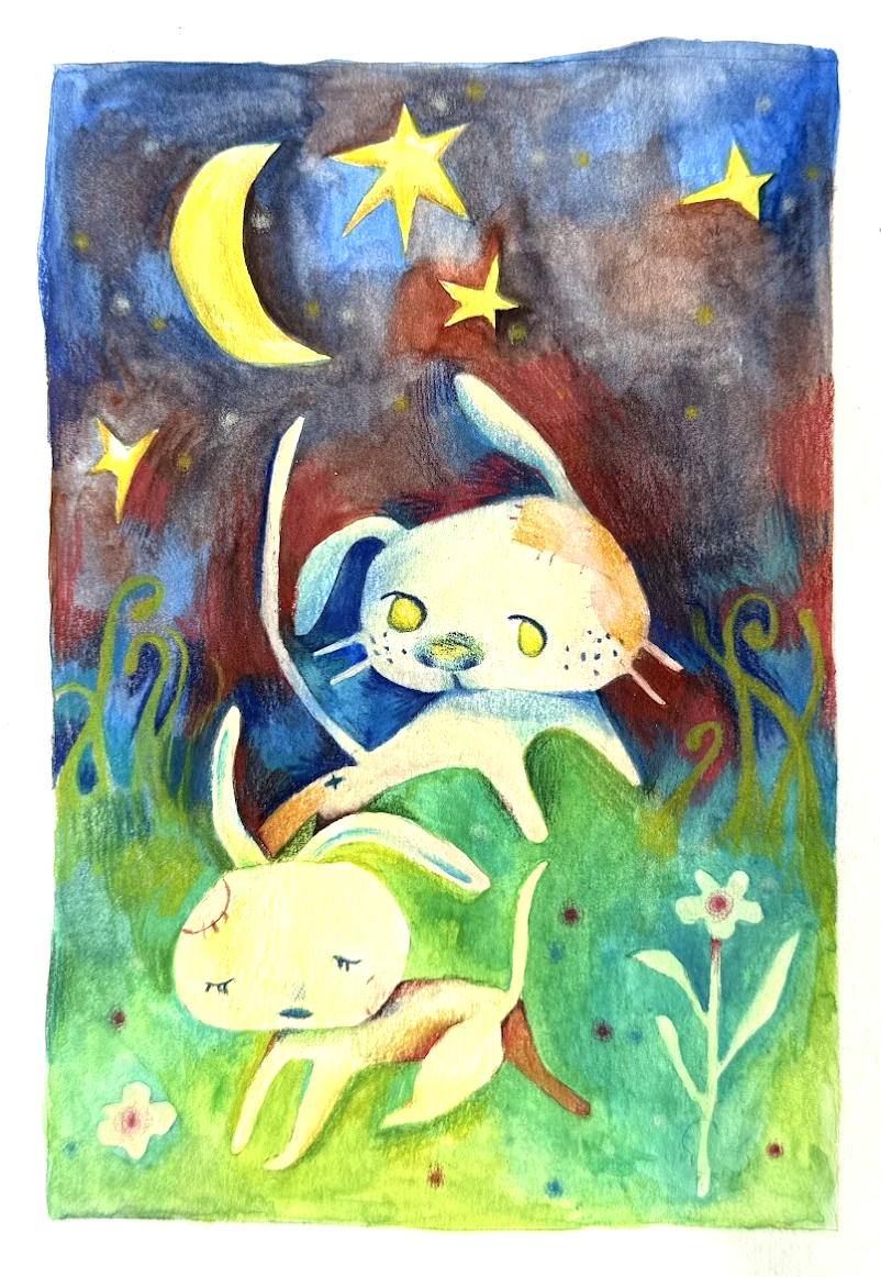 Night Garden- watercolor and pencils