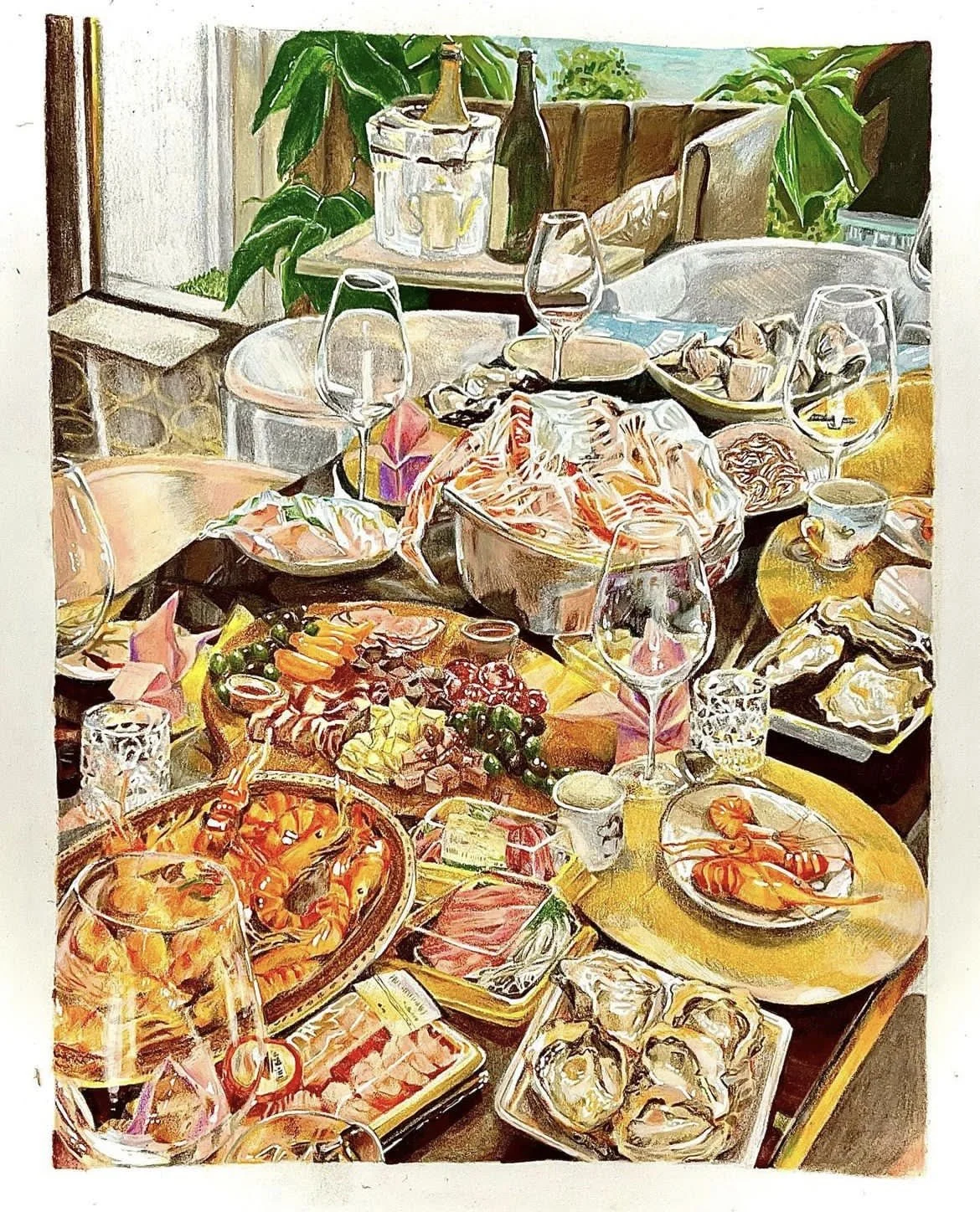 Dinner at mums- coloured pencils