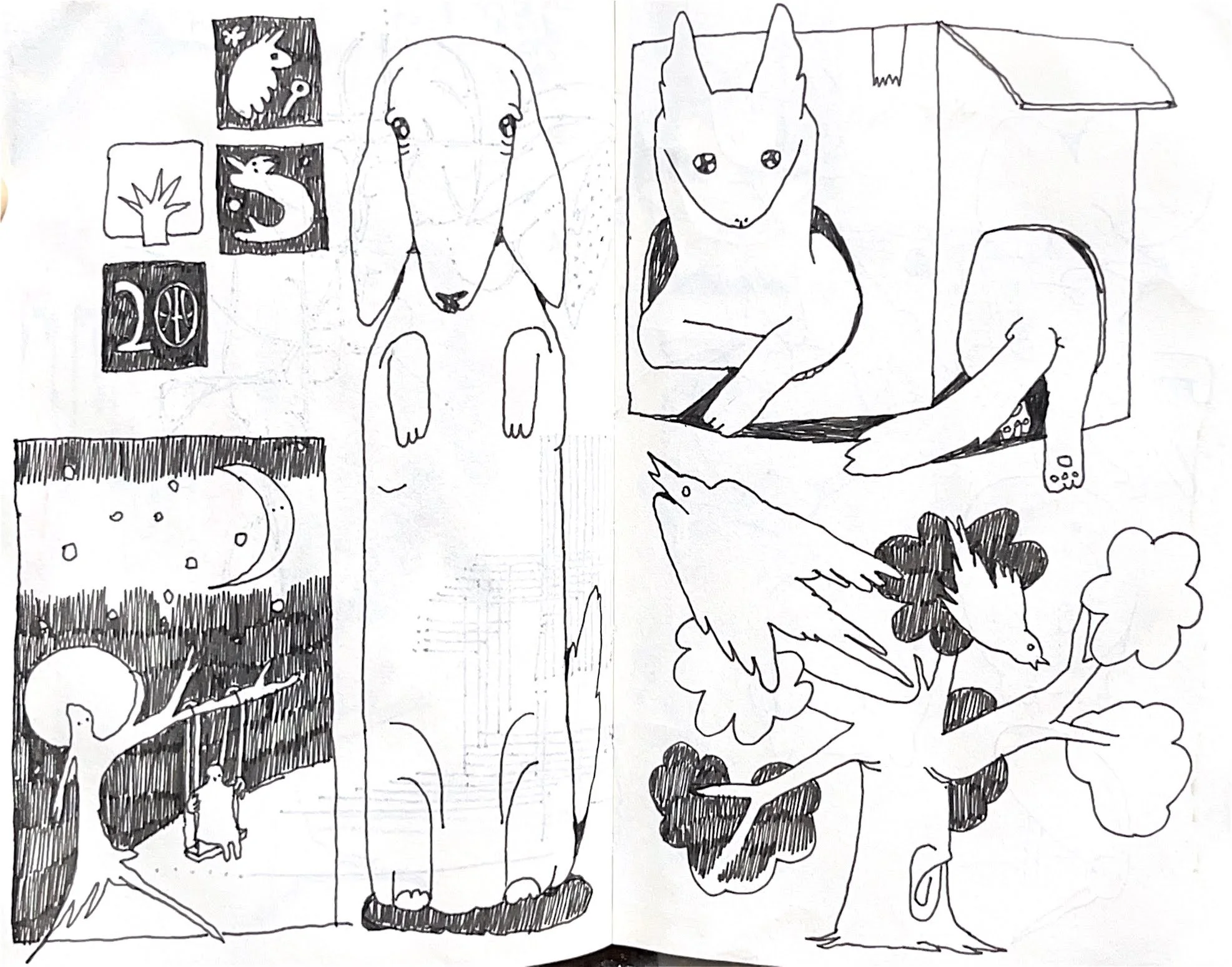 Cute Linework tattoo flash design y2k simplistic dogs puppys stamps