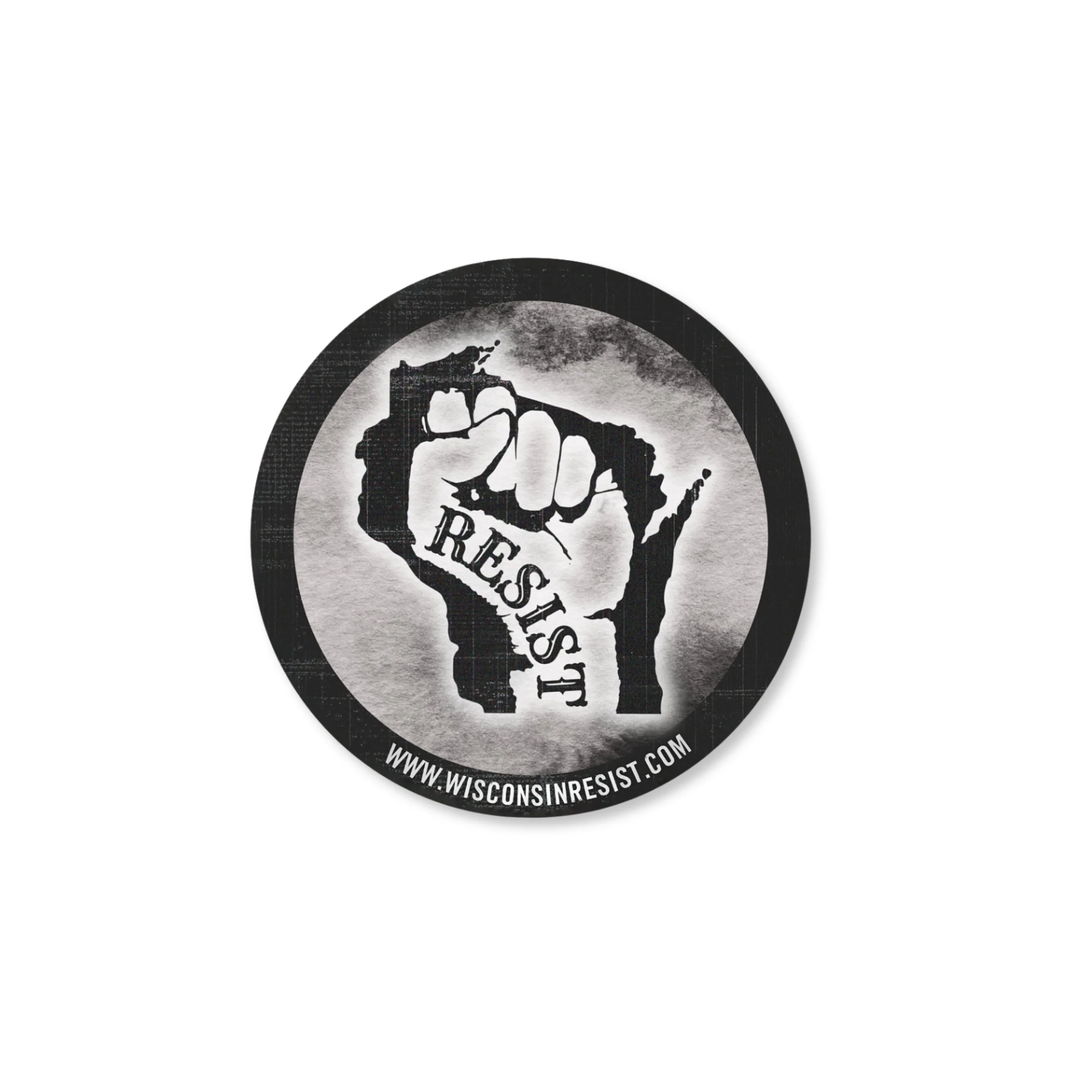 Wisconsin Resist Black and White Fist Premium Vinyl Circle Sticker