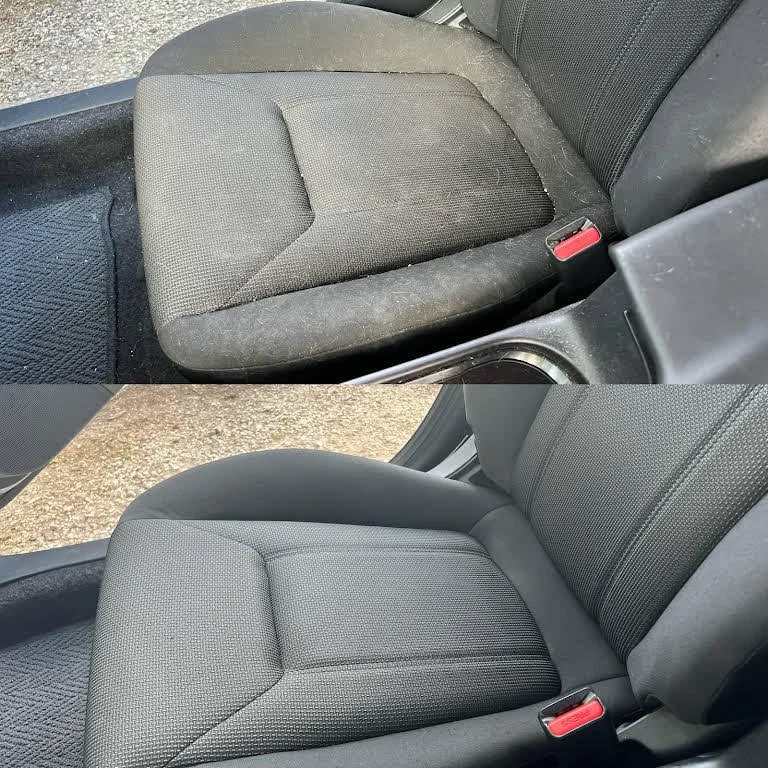 before and after car seat cleaning comparison