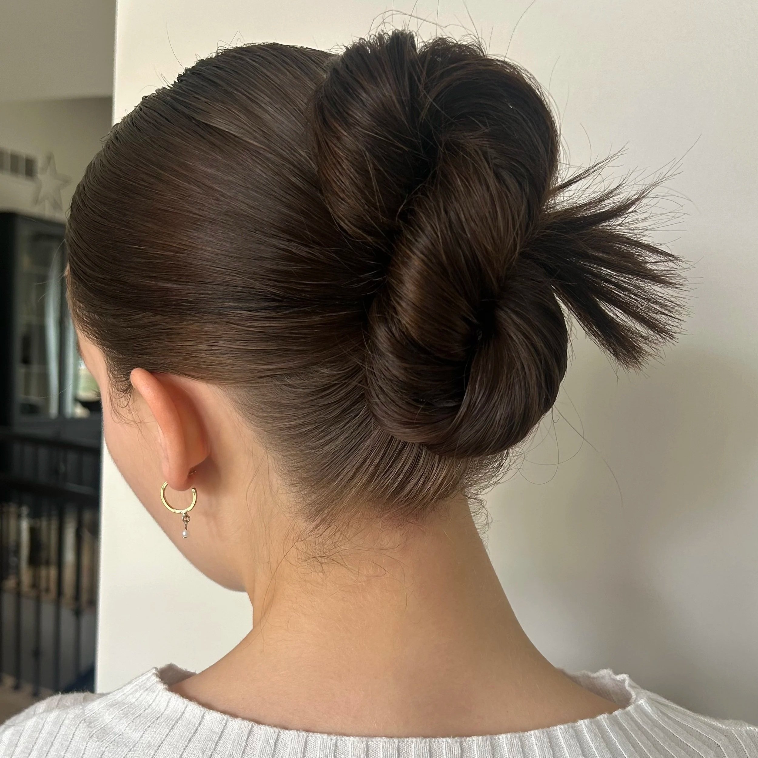 Polished, sculptured figure eight updo for bridesmaids, wedding