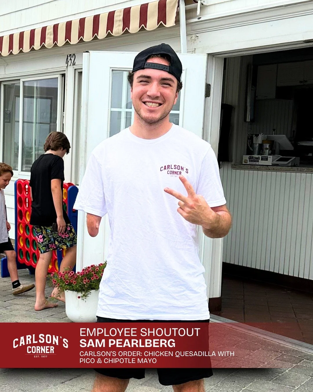 #EmployeeShoutout Meet Sam Pearlberg&mdash;our longest-running team member, now in his 7th summer at Carlson&rsquo;s.

Sam joined in 2019 and never looked back. Whether he&rsquo;s cooking up chicken quesadillas with pico &amp; chipotle mayo or holdin