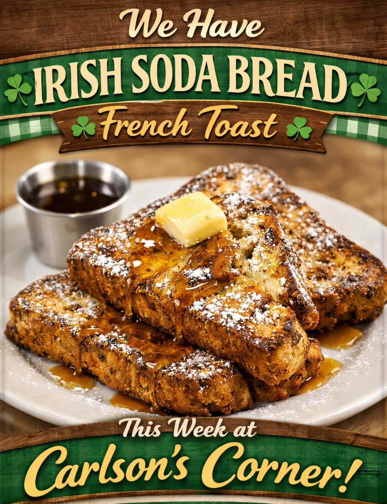 🍀 St. Patty&rsquo;s at Carlson&rsquo;s Corner! 🍀 Grab Irish Soda Bread French Toast this Week!

#CarlsonsCorner
#Manasquan
#ManasquanNJ
#StPatricksDayFun
#JerseyShoreFamilies