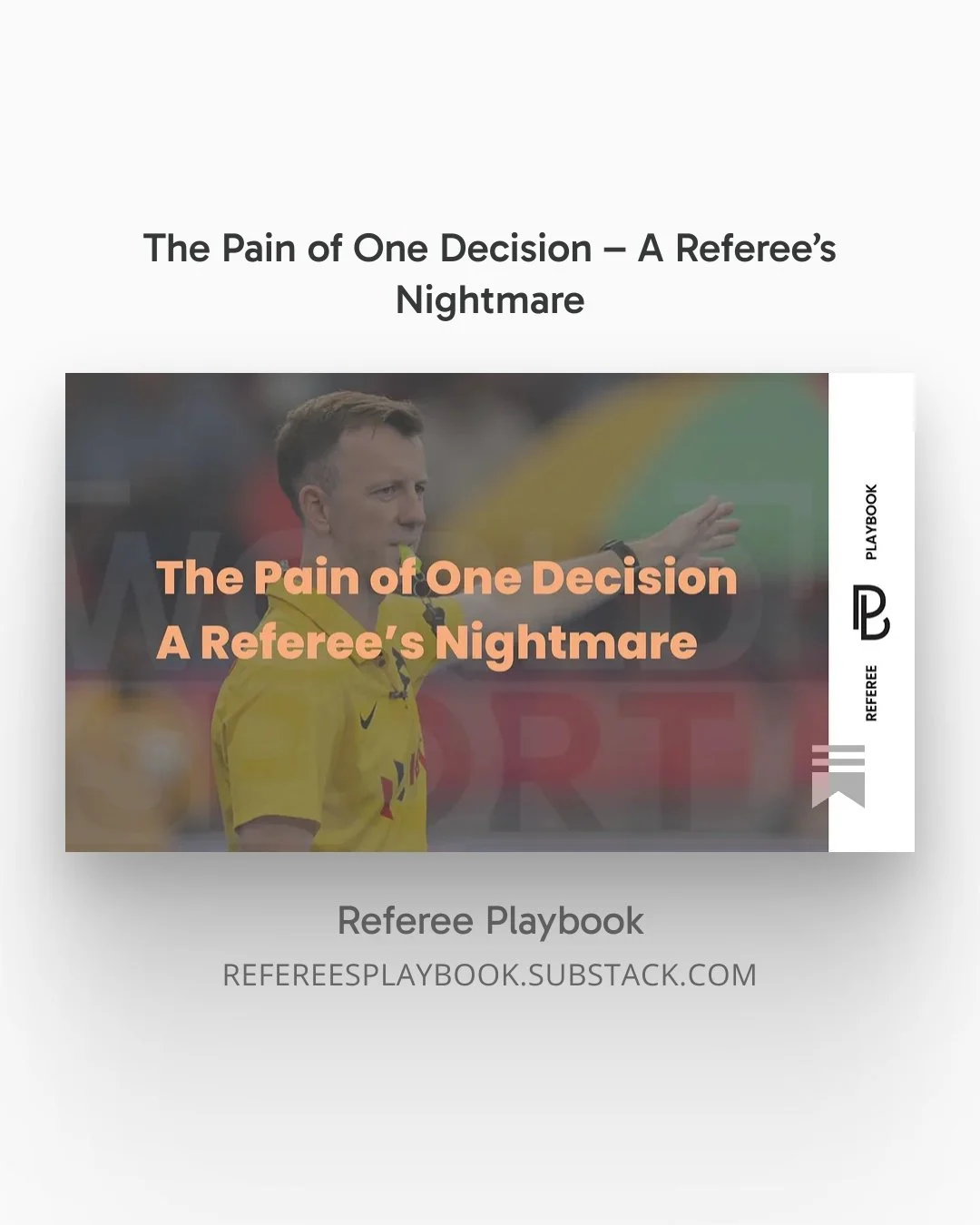 The Pain of One Decision – A Referee’s Nightmare