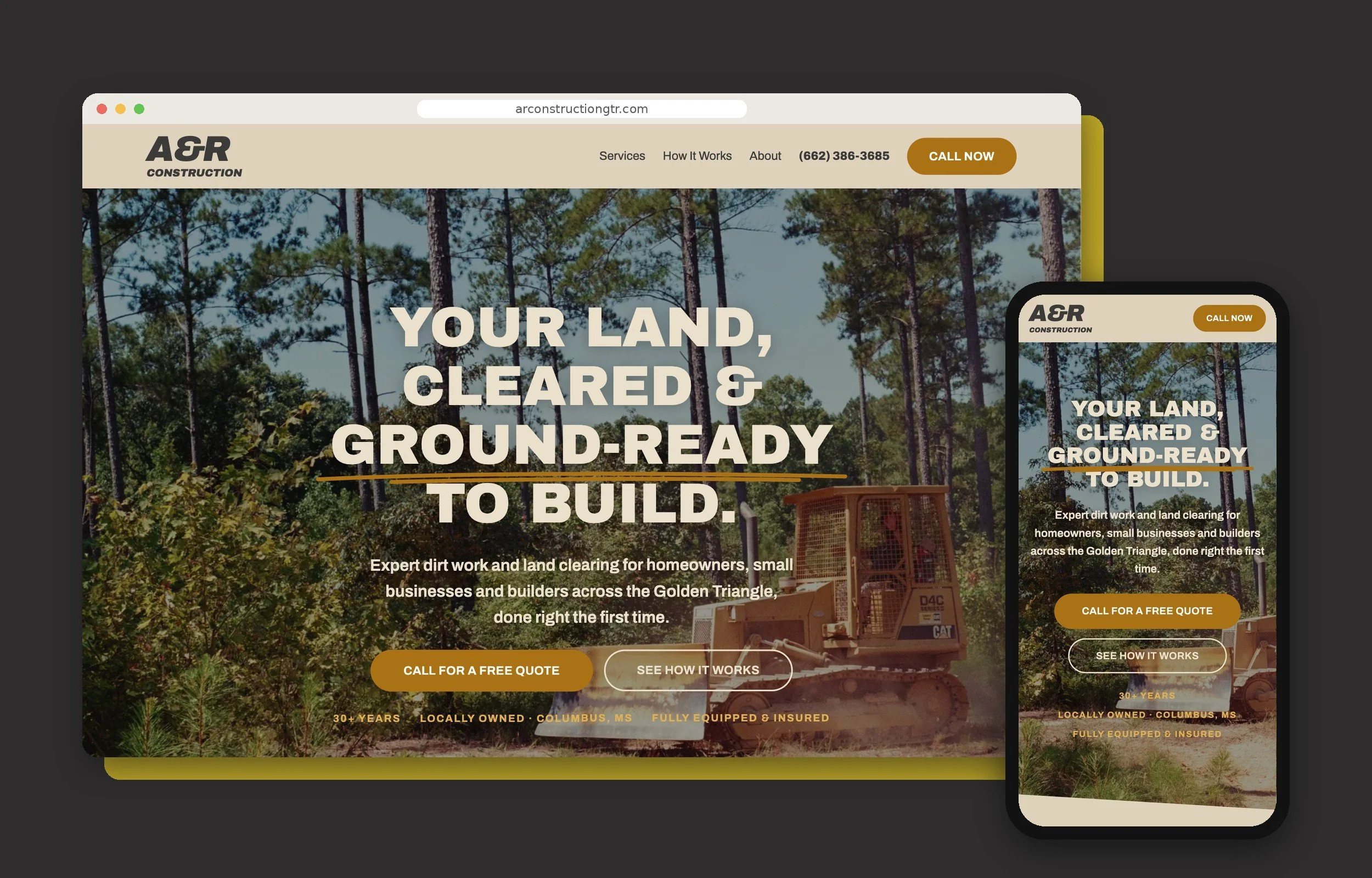 A&amp;R Construction: A Land Clearing &amp; Dirt Work Website