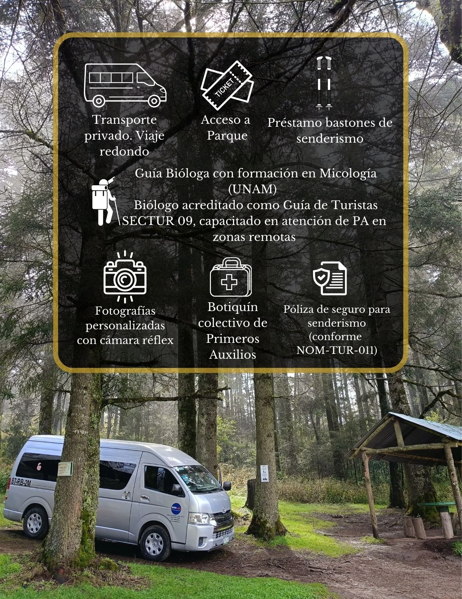 servicios incluidos en tour biocultural a mineral del chico, transporte, entradas