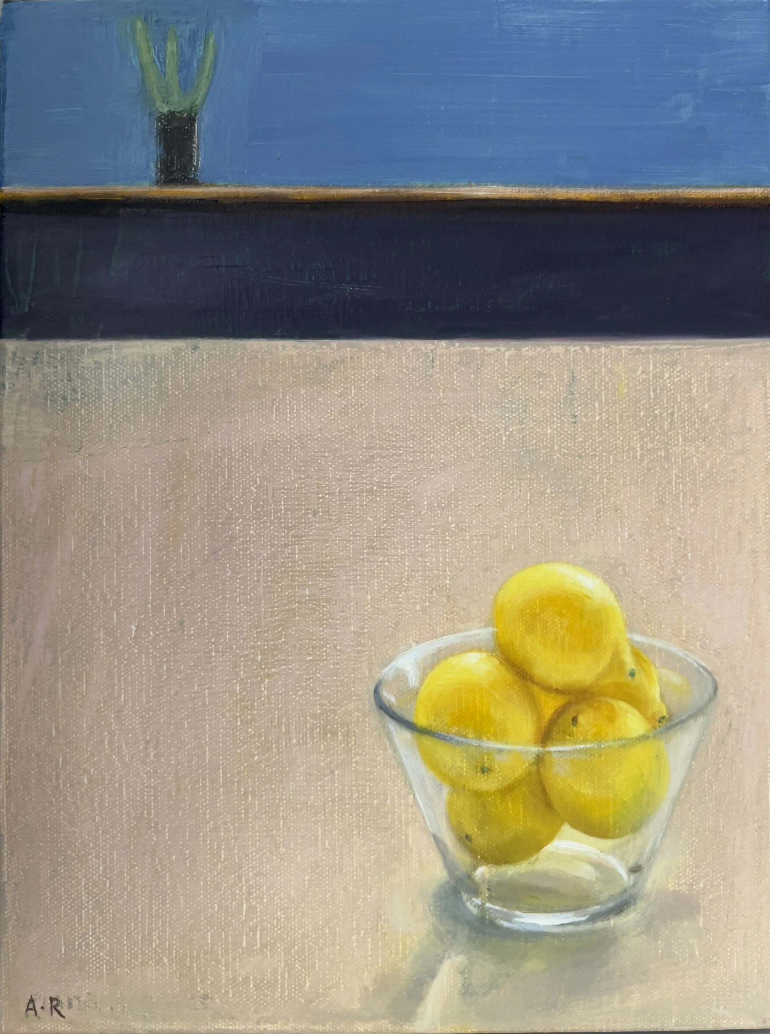 Lemons with Aloe, 9"x12", oil