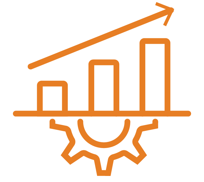 Outline of three people in orange