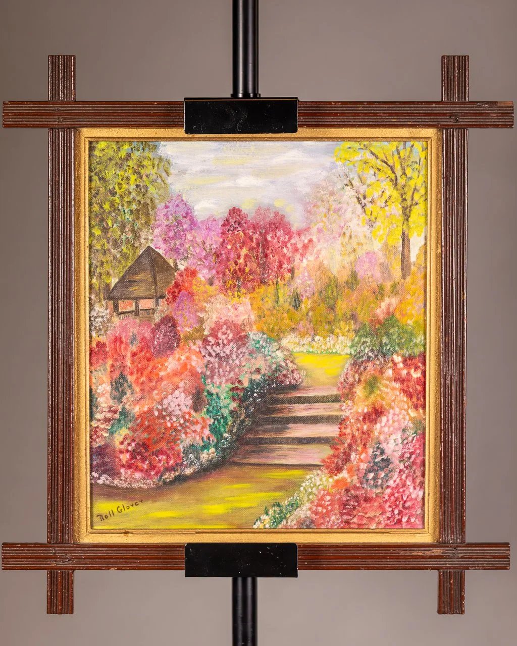 "An old-fashioned garden" floral oil painting
