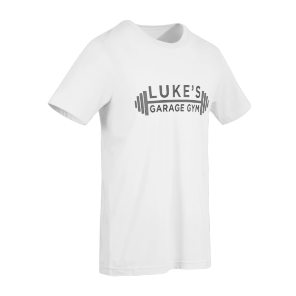 LGG white tshirt with black letters