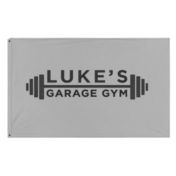 white flag with black writing