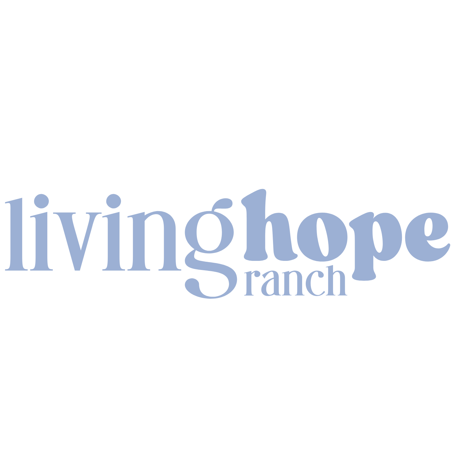 Word cloud with 'living hope ranch' in large blue text