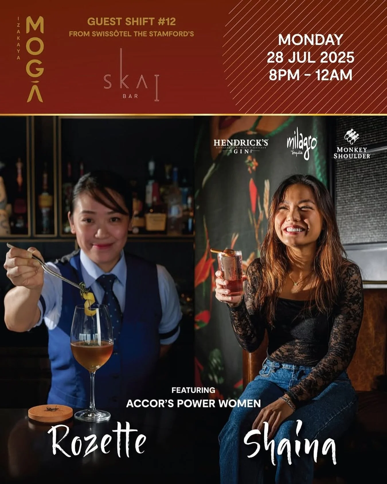This coming Monday 28 July, SKAI Bar&rsquo;s very own Rozette Arellano will be guest-shifting at MOGA - teaming up with Shaina Yeh for one unforgettable night of creative cocktails, bold spirits, and serious bar energy. Two of Accor&rsquo;s leading l