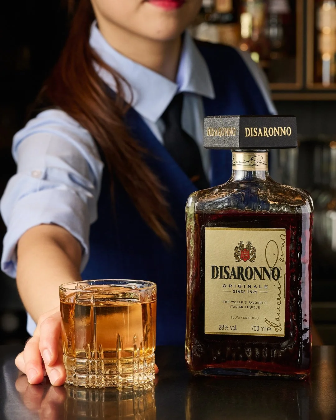 A classic takes centre stage on Level 70.

For Disaronno Godfather Week, savour the iconic Godfather &mdash; a smooth blend of Woodford Reserve Bourbon and Disaronno Originale, finished with a twist of orange peel.

Rich, bold, and timeless.

Availab