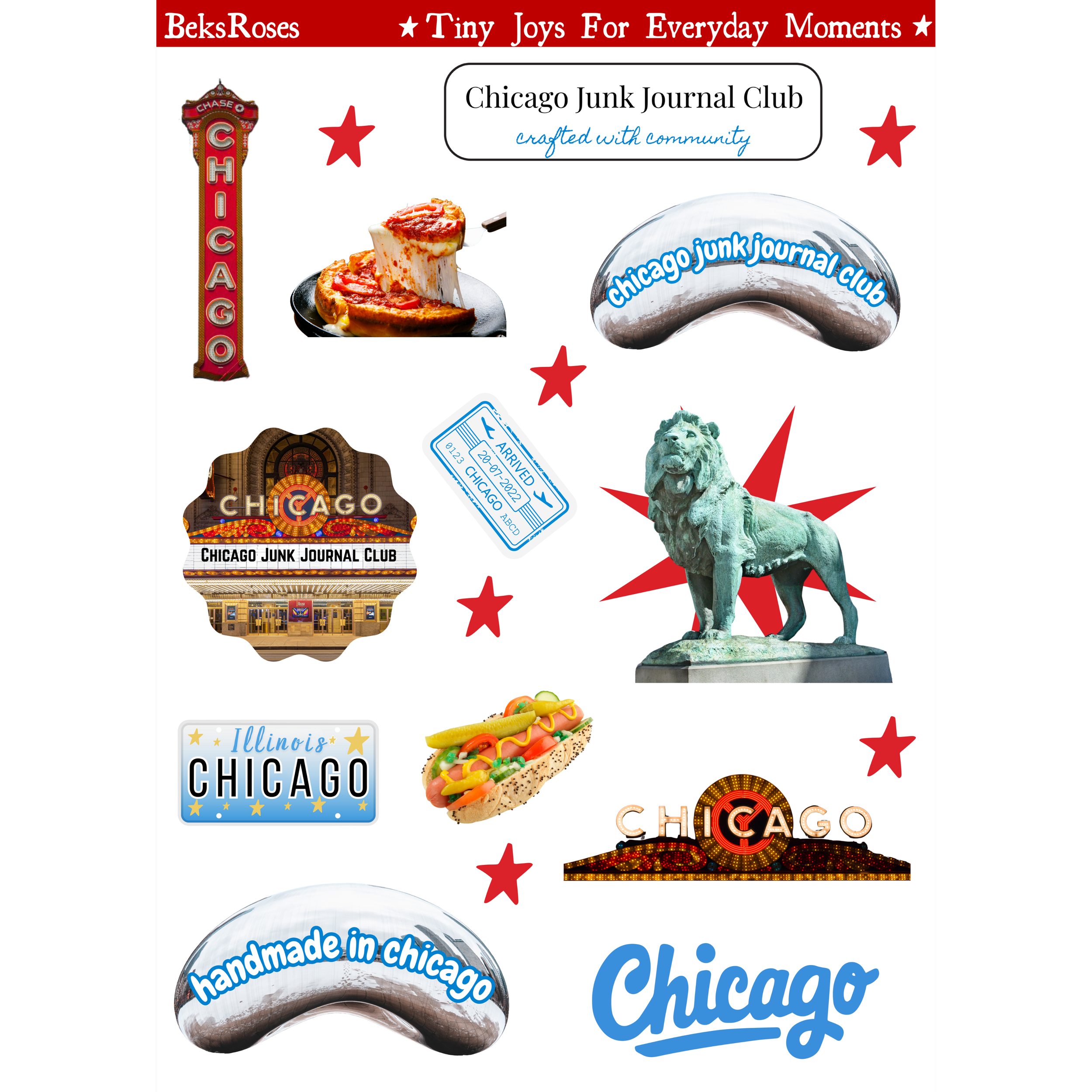 Chicago Junk Journal Club Sticker Sheet