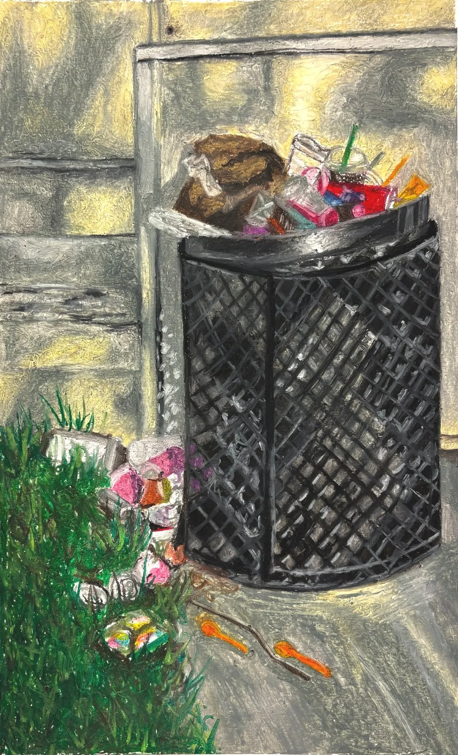 "Overflow" 2025, Oil pastels