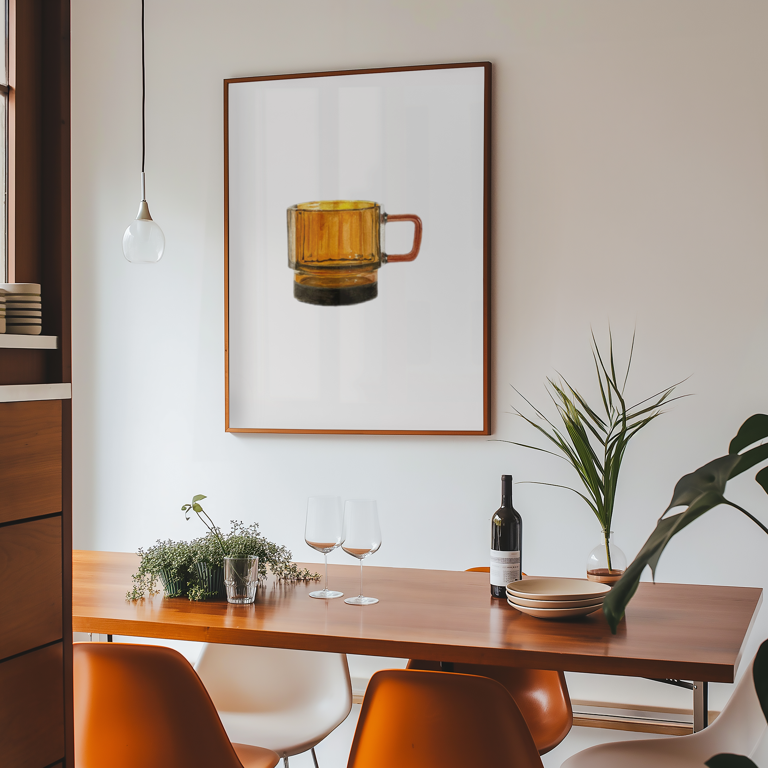 Antique Amber Mug Print - Kitchen Decor