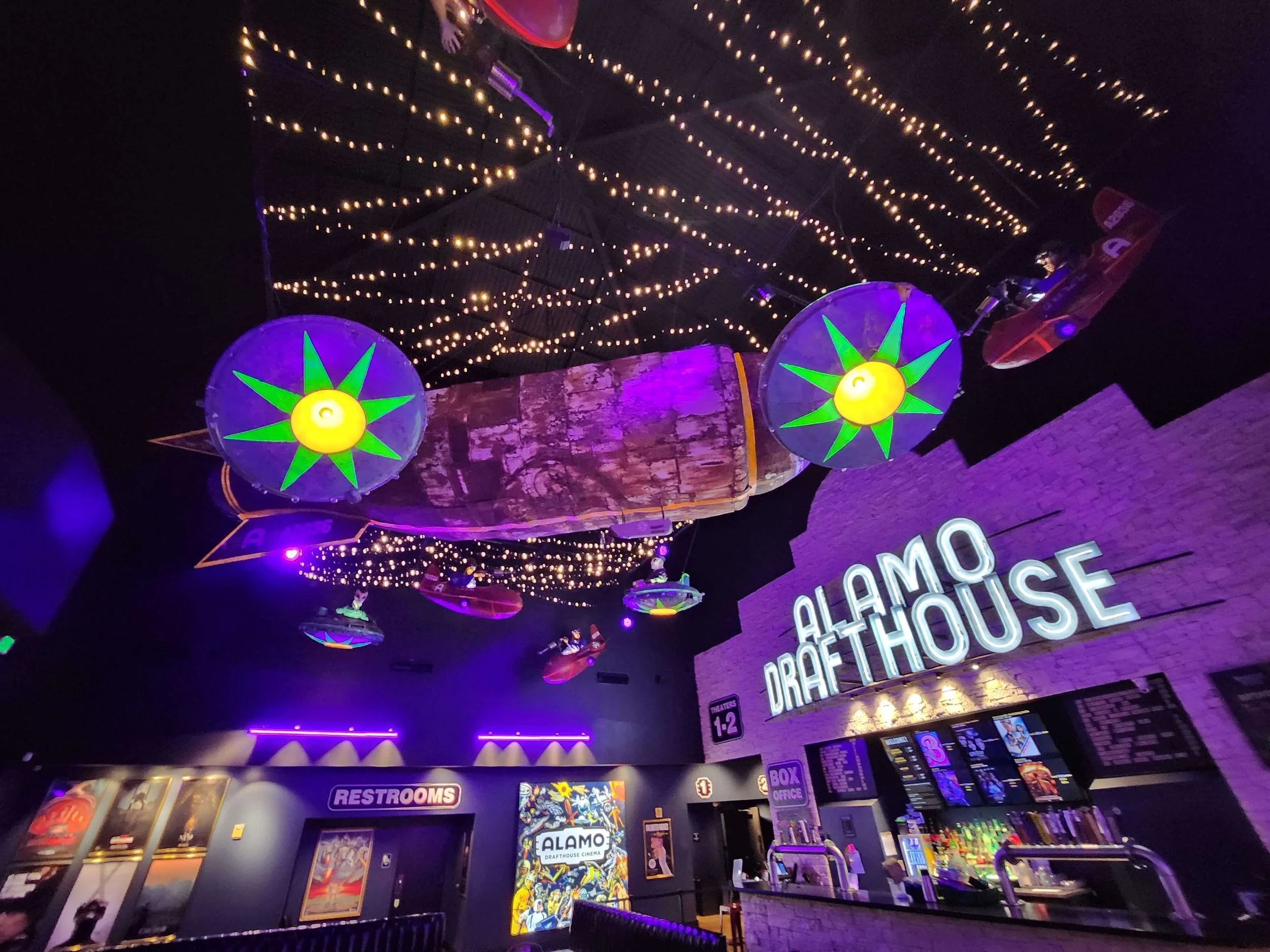 Spaceships: Hand strung and painted spacecraft models to create the perfect alien abduction.