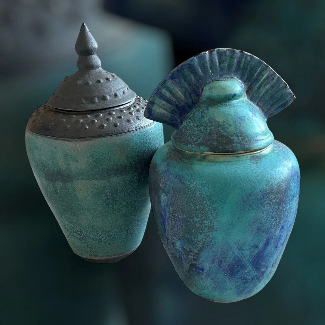 Handmade pottery urns