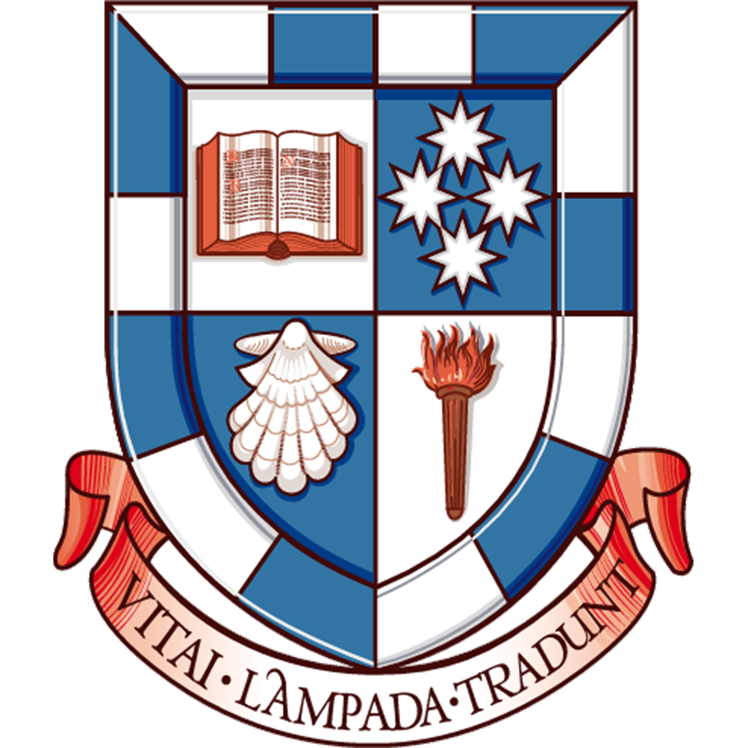 The Yale University coat of arms featuring an open book, three stars, a lamb, and a torch, with a banner containing the Latin motto 'VITAI LAMPADA TRADUN'.