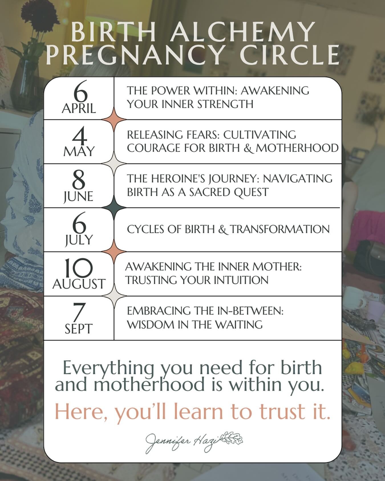 Sydney Women, this is your space!

You&rsquo;re welcome to join  at any stage in pregnancy. Each month we explore a new topic together, in openess, safety and with a community made just for you.

This Sunday is our first circle in my new home @thegat