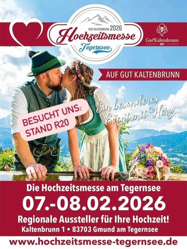 📣 Wir sind dabei!
Am 07. &amp; 08. Februar 2026 findet ihr uns auf der @hochzeitsmesse_tegernsee im wundersch&ouml;nen Gut Kaltenbrunn 
Wir freuen uns darauf, euch pers&ouml;nlich kennenzulernen, inspirierende Gespr&auml;che zu f&uuml;hren und euch 