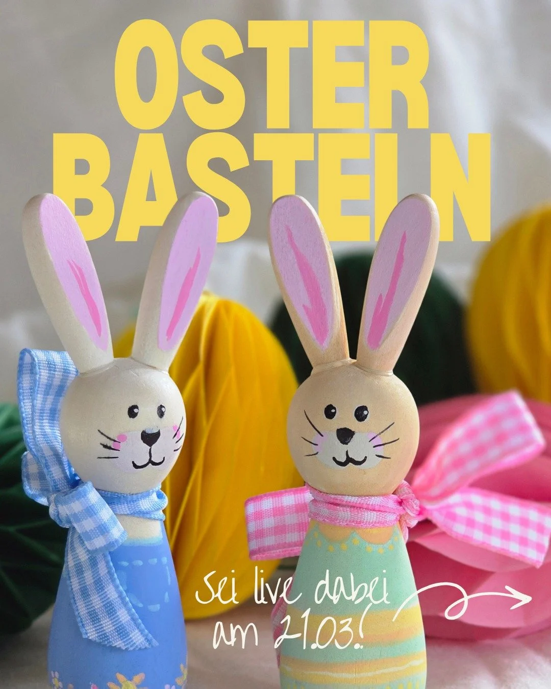 Die Vorfreude steigt &ndash; am Samstag sind wir beim Liz &amp; Lou Event in M&uuml;nchen dabei! 

Bei uns k&ouml;nnt ihr diese niedlichen Osterhasen nach euren eigenen W&uuml;nschen gestalten, Kresse s&auml;en und Ostert&ouml;pfchen bemalen &ndash; 
