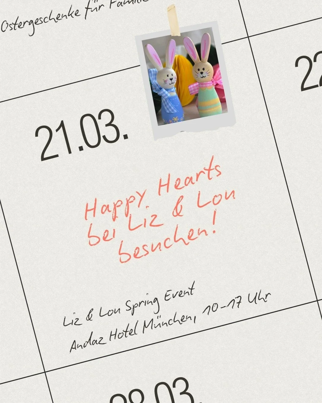 Sehen wir uns? Besucht unseren Happy Hearts Stand und bastelt mit uns tolle Ostergeschenke f&uuml;r Freunde und Familie! 

Wir freuen uns schon sehr auf Euch und unsere liebsten Brands @lizandvinc (ihr macht unser Team immer gl&uuml;cklich! 🥰🍦) @th