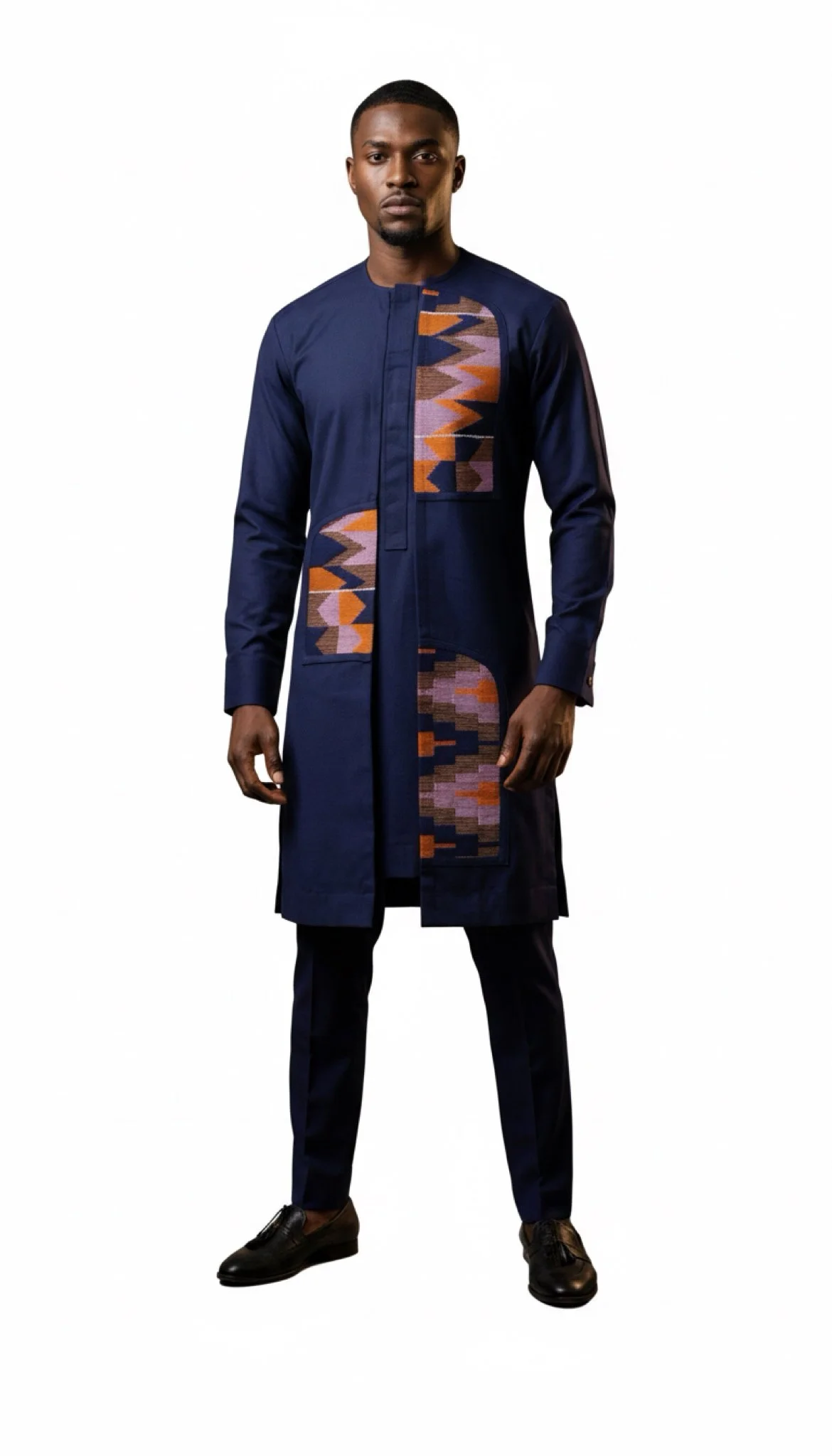 Midnight Prestige Kaftan 3 Piece Set - Men’s African-Inspired Kaftan (US Men’s XL)