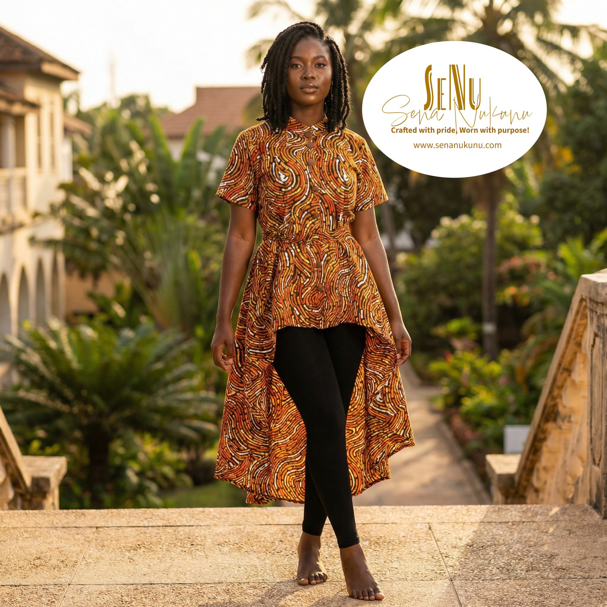 Abeni Whirl Tunic Dress - African-Inspired High-Low Tunic Dress (US Women’s Size XLarge)