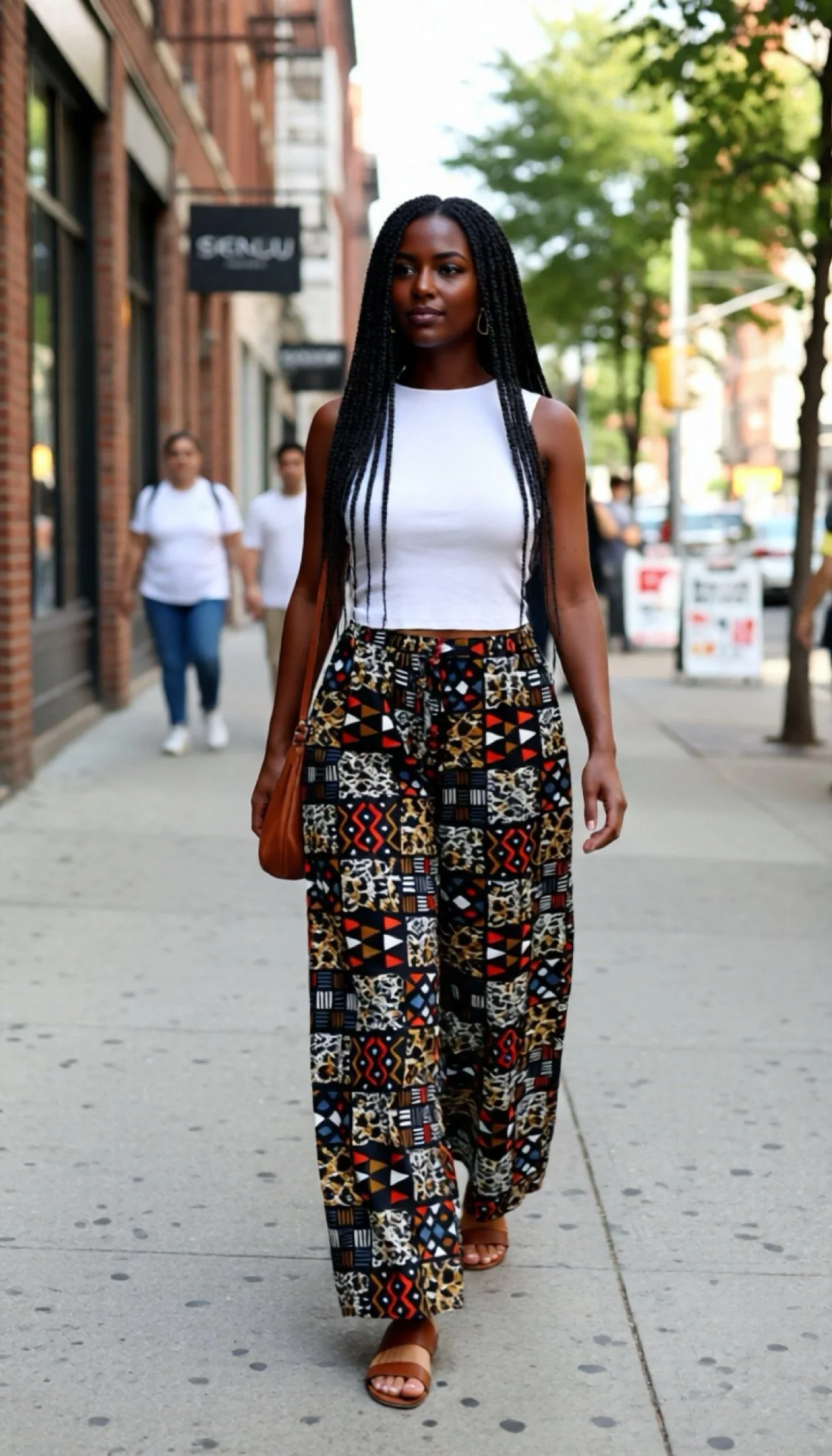 Sẽ Patch Palazzo Pants - African Print Wide-Leg Pants