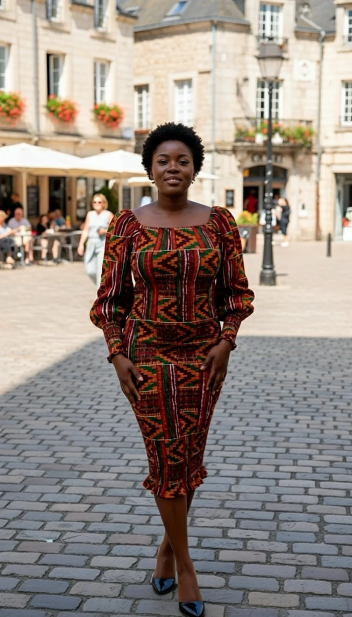 Ohemaa Kente Smocked Bodycon Dress - Women’s African-Inspired Outfit (US Women’s Size XLarge)