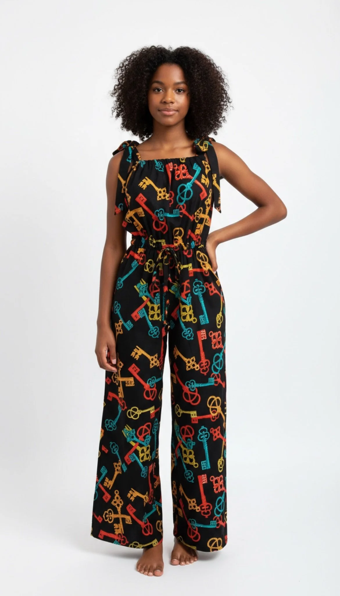 Ahenfie Keys Jumpsuit - Women’s African-Inspired Wide-Leg Jumpsuit (US Women’s Size XXLarge)