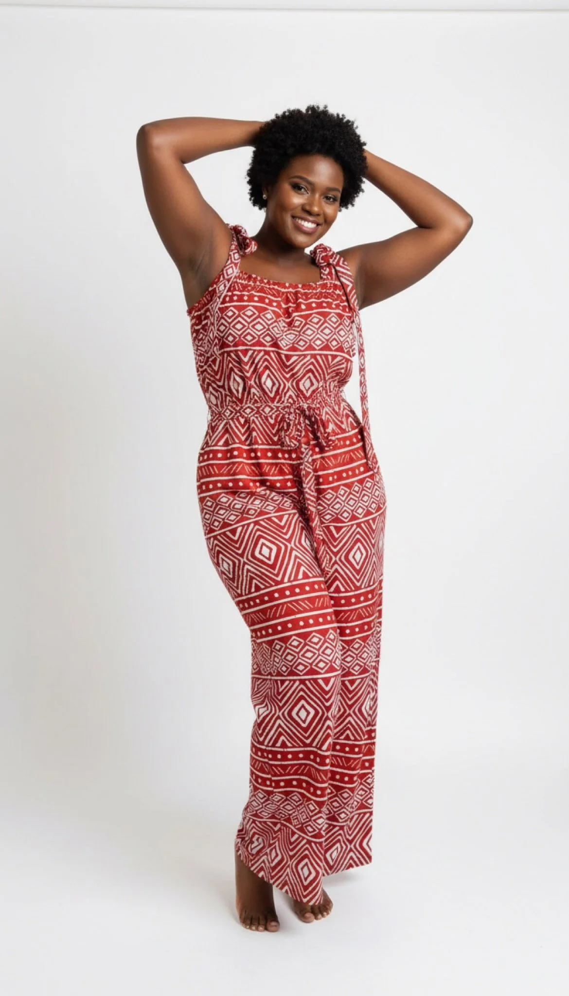Sankɔfa Ember Jumpsuit - Women’s African-Inspired Wide-Leg Jumpsuit (US Women’s Size XLarge)