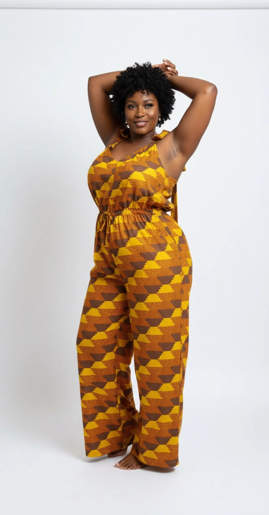 Amber Harmony Jumpsuit - Women’s African-Inspired Wide-Leg Jumpsuit (US Women’s Size XLarge)
