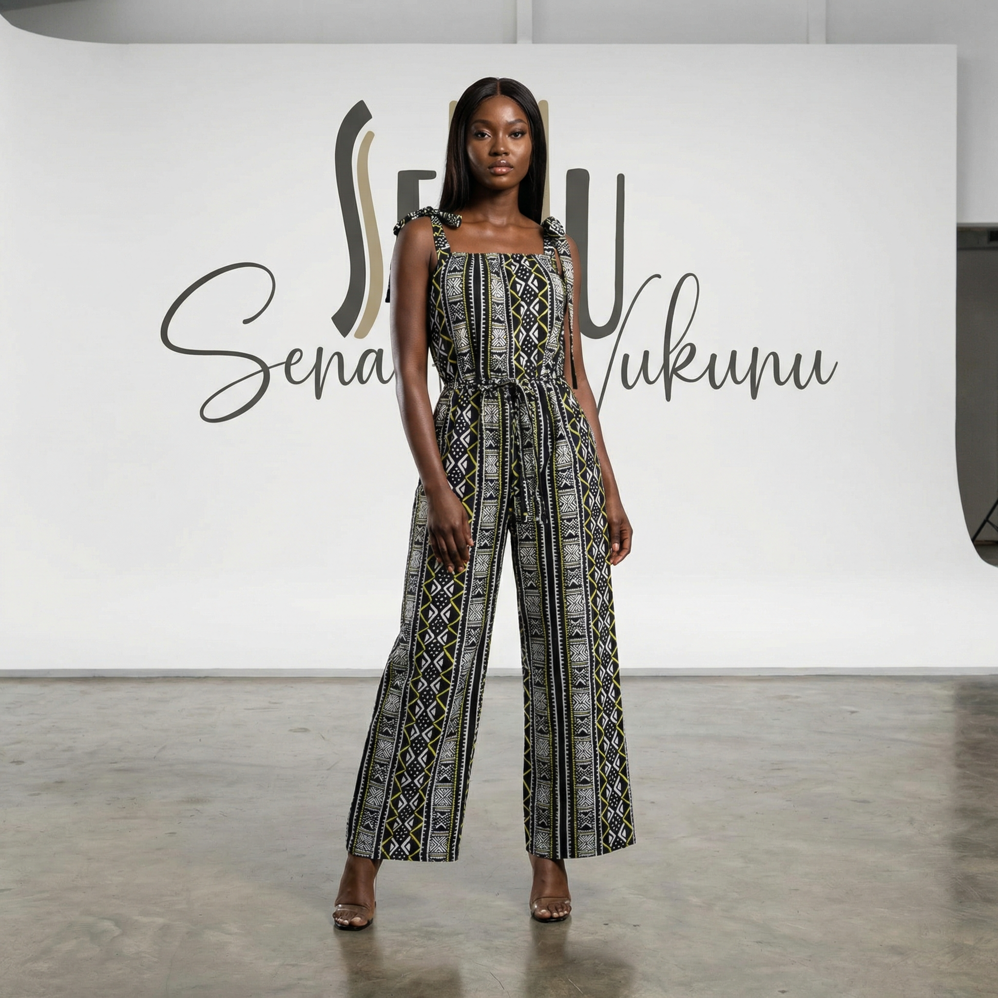 Tribal Rhythm Jumpsuit -  Women’s African-Inspired Wide-Leg Jumpsuit (US Women’s Size Large)