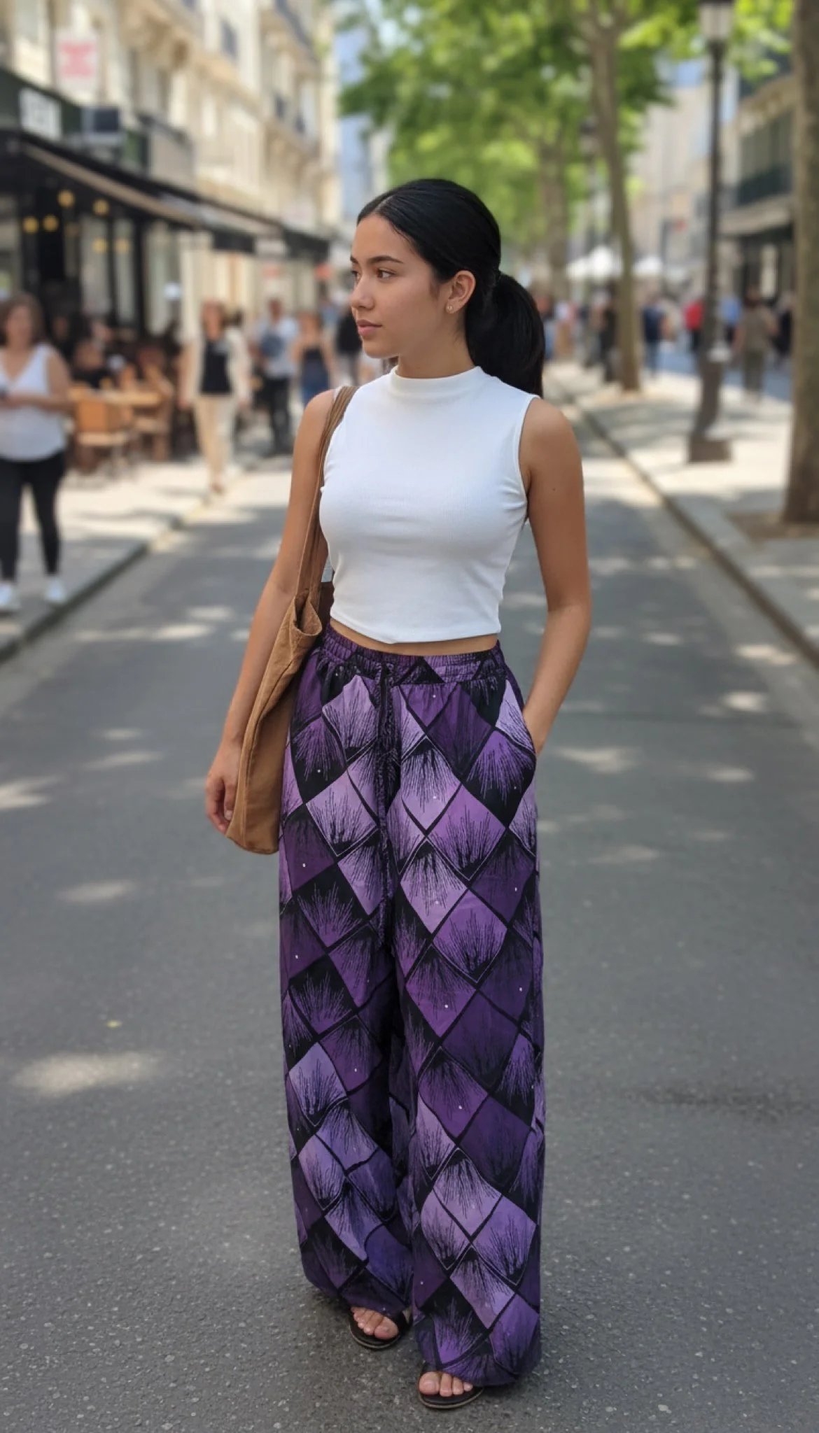 Royal Twilight Palazzo Pant - African Print Wide-Leg Pant (One Size | Fits US 4XL-6XL)