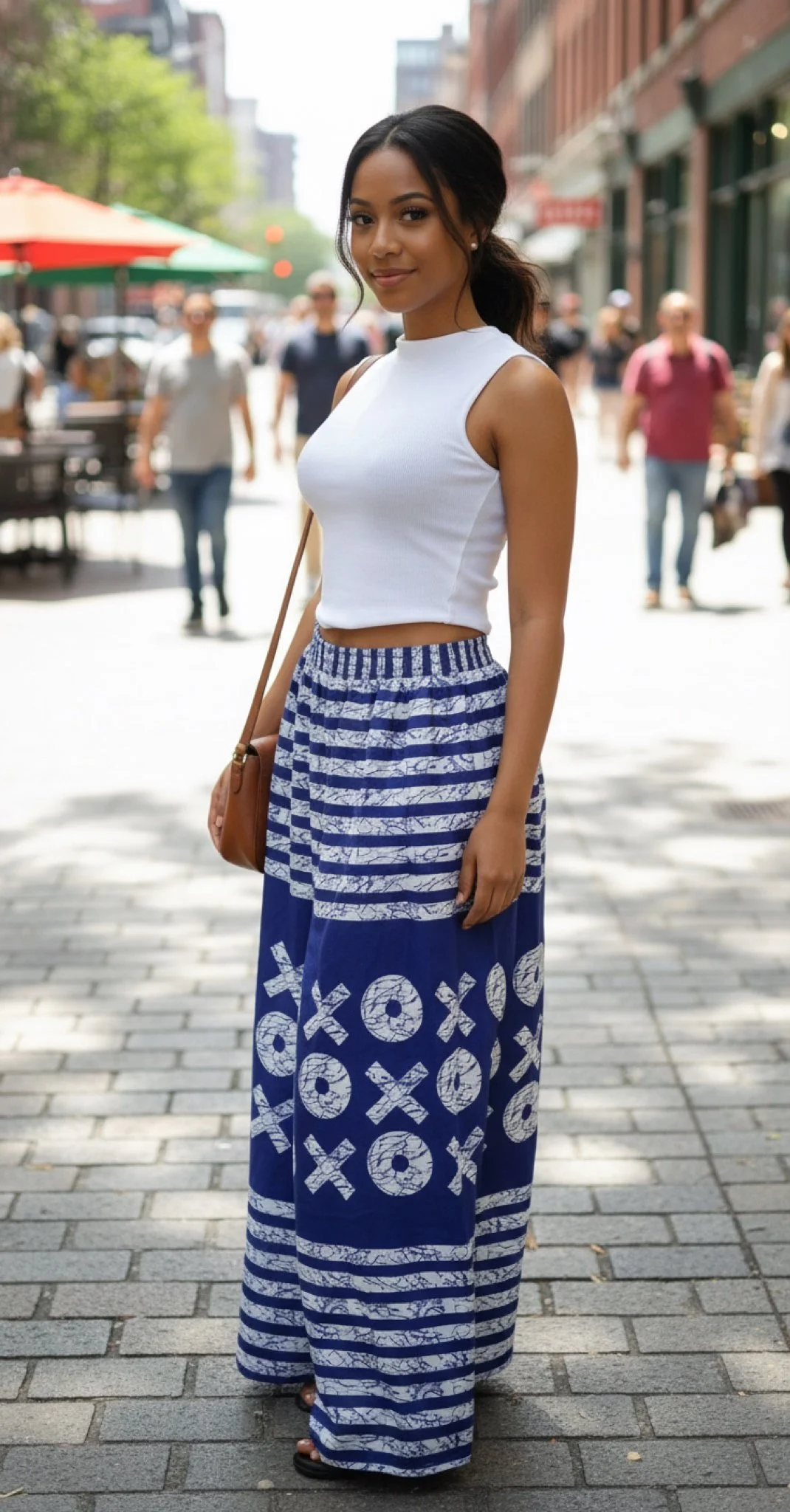 Indigo Echo Palazzo Pant - African Print Wide-Leg Pant (One Size | Fits US 4XL-6XL)