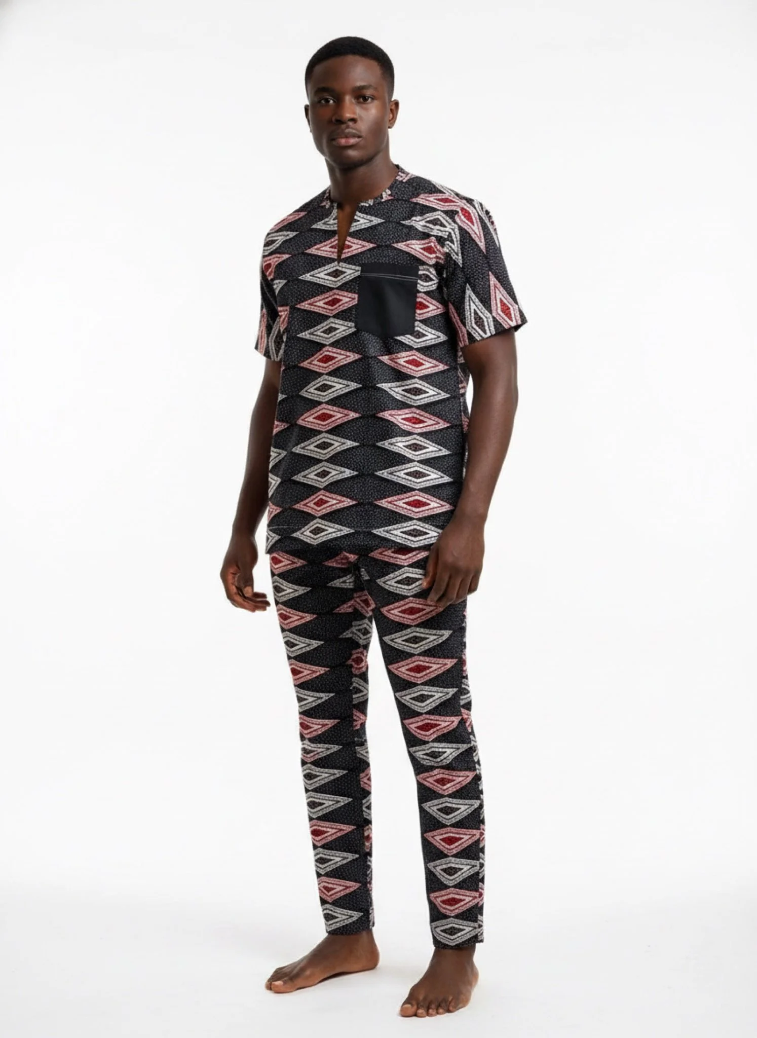 Warrior’s Diamond Set - Men’s African-Inspired Outfit (US Men’s Size XXLarge)