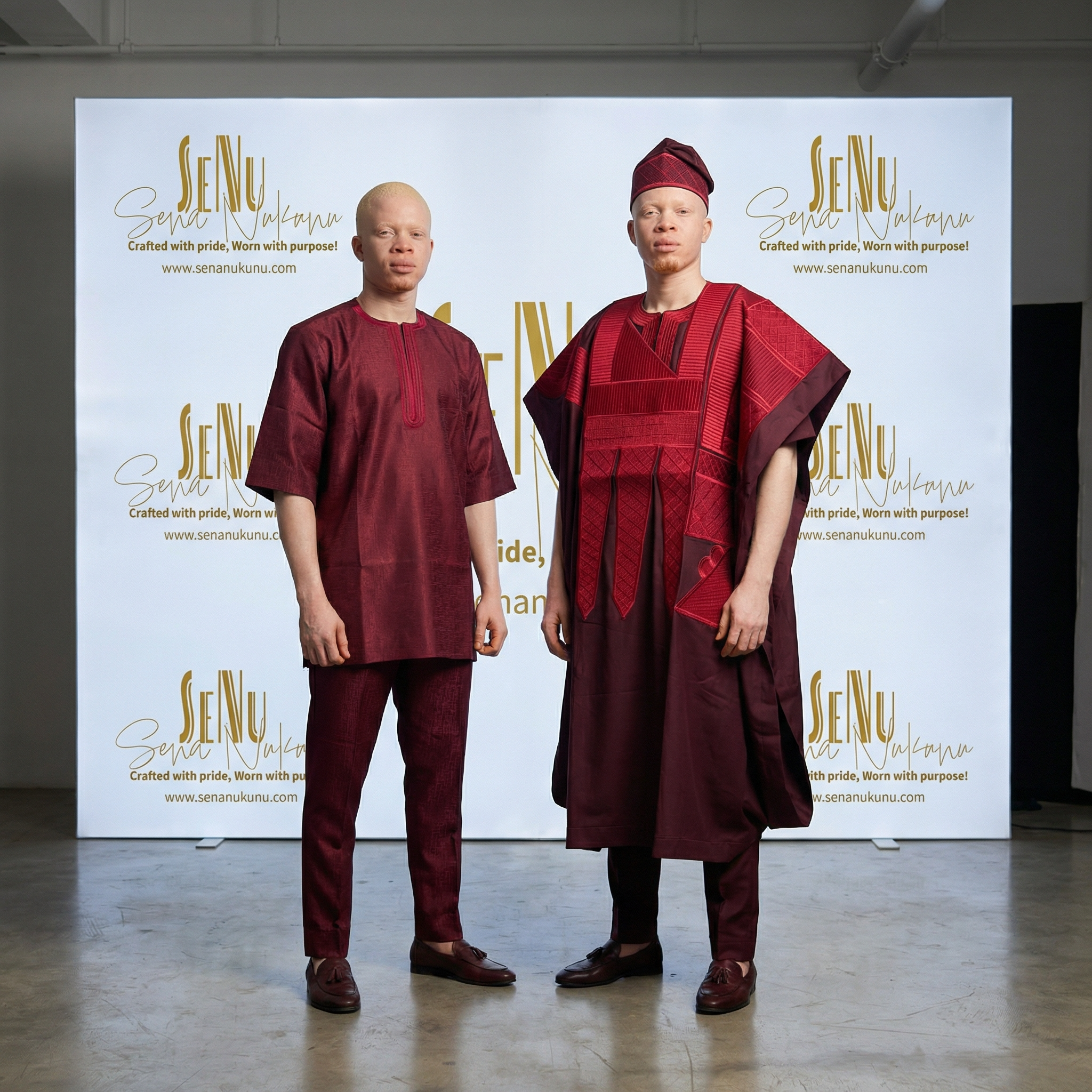 Royal Garnet Ascension Ensemble 4-Piece Agbada Set - Men’s African-Inspired Four-Piece Set (US Men’s Size XXLarge)