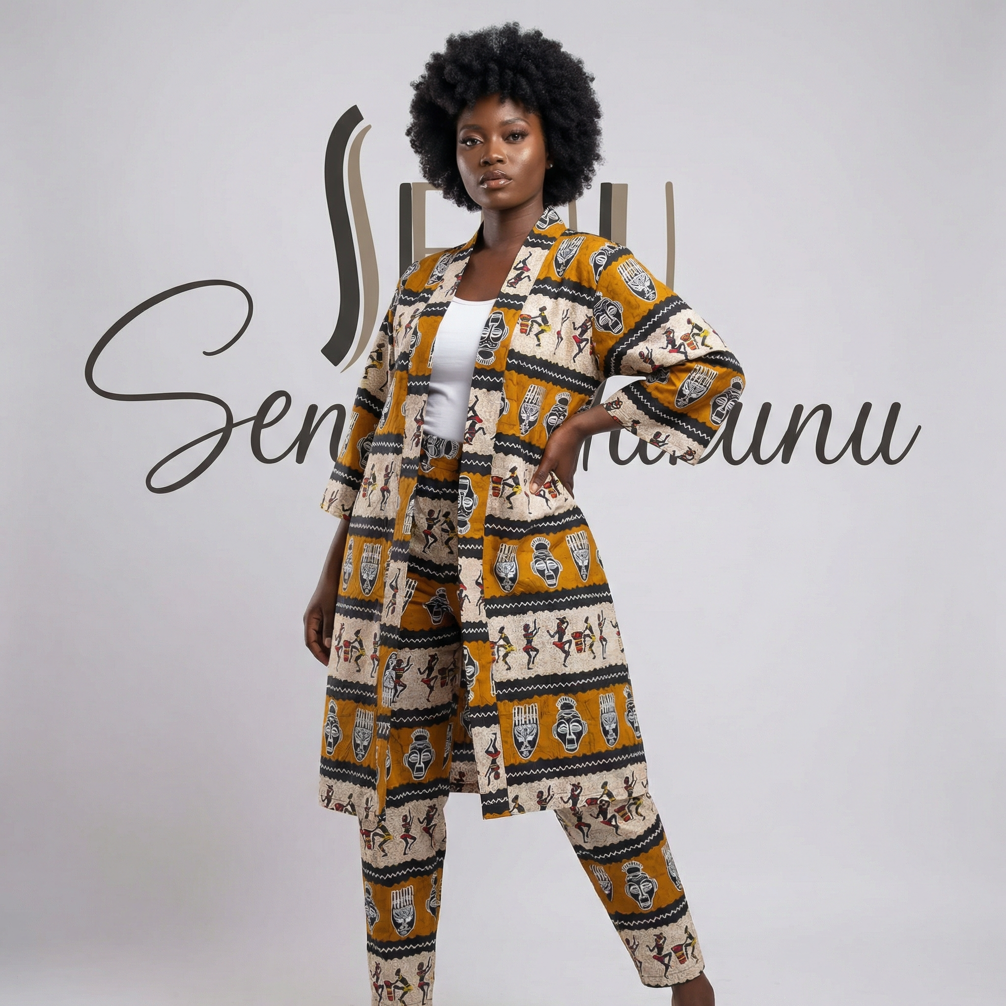 Echoes of the Ancestors Two-Piece Set - Women’s African-Inspired Jacket & Pant Set  (US Women’s Size XLarge)
