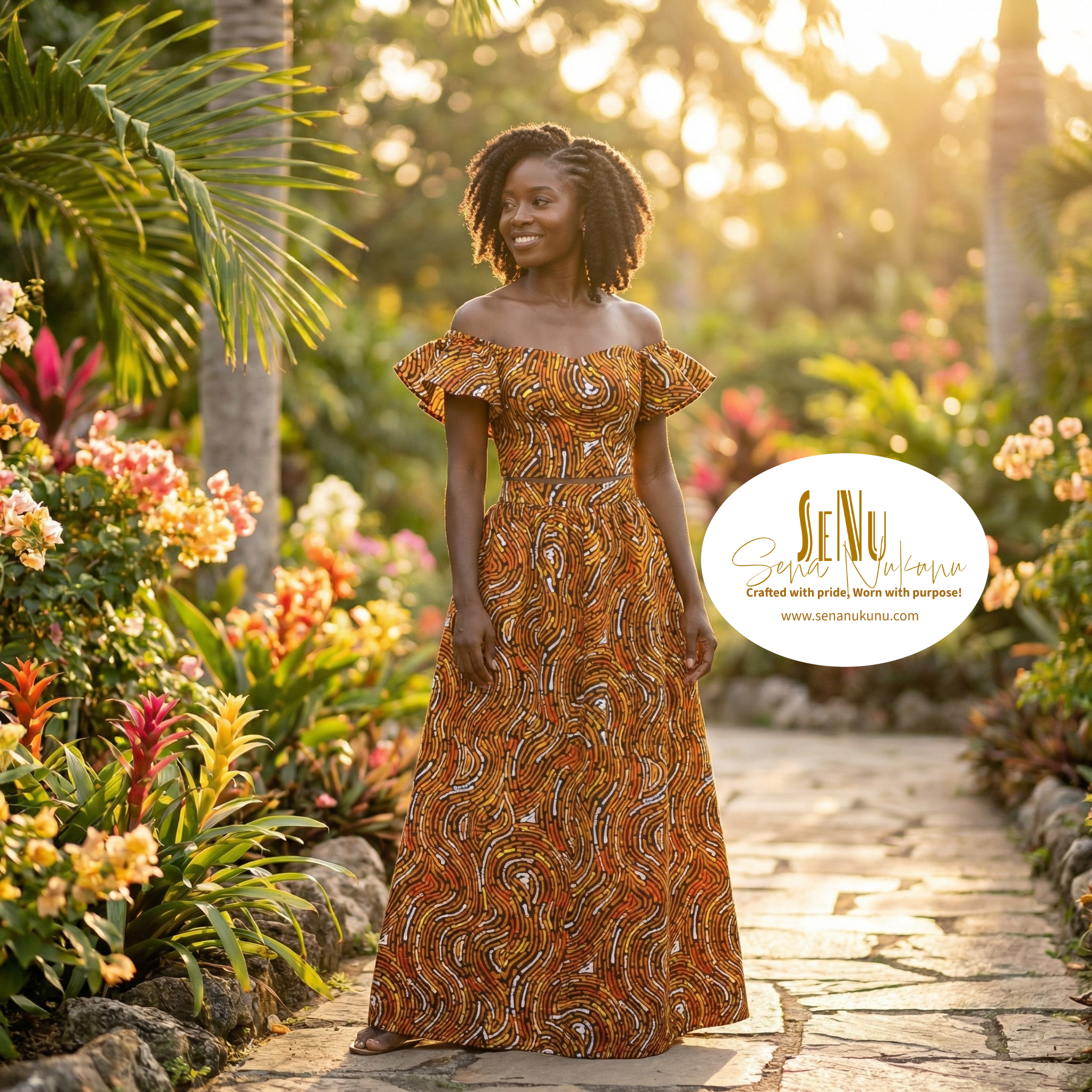 Abeni Whirl Two-Piece African Print Crop Top & Skirt Set (US Women’s Size Large)